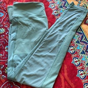 Sexy sage mesh leggings front and back to thigh